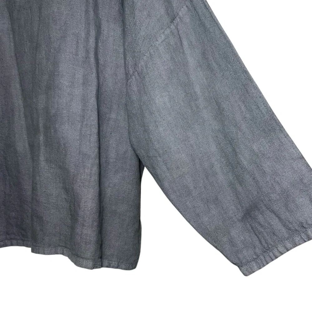 Bryn Walker 100% Linen Oversized Blouse‎ Round Neck Top Gray Small Lagenlook - Picture 8 of 8